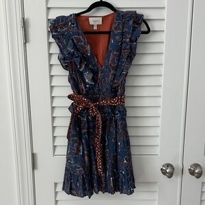 Cleobella Blue and Rust Mini Dress